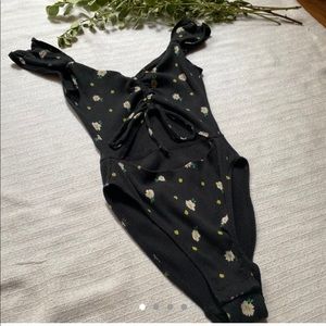 Urban Outfitters floral open belly bodysuit